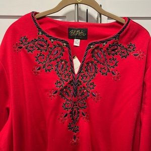 Bob Mackie wearable art 2X never worn. Exceptional workmanship. Red embroidery